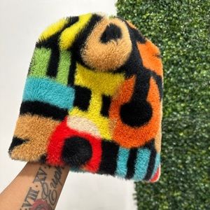 Colorful fuzzy fashion hat